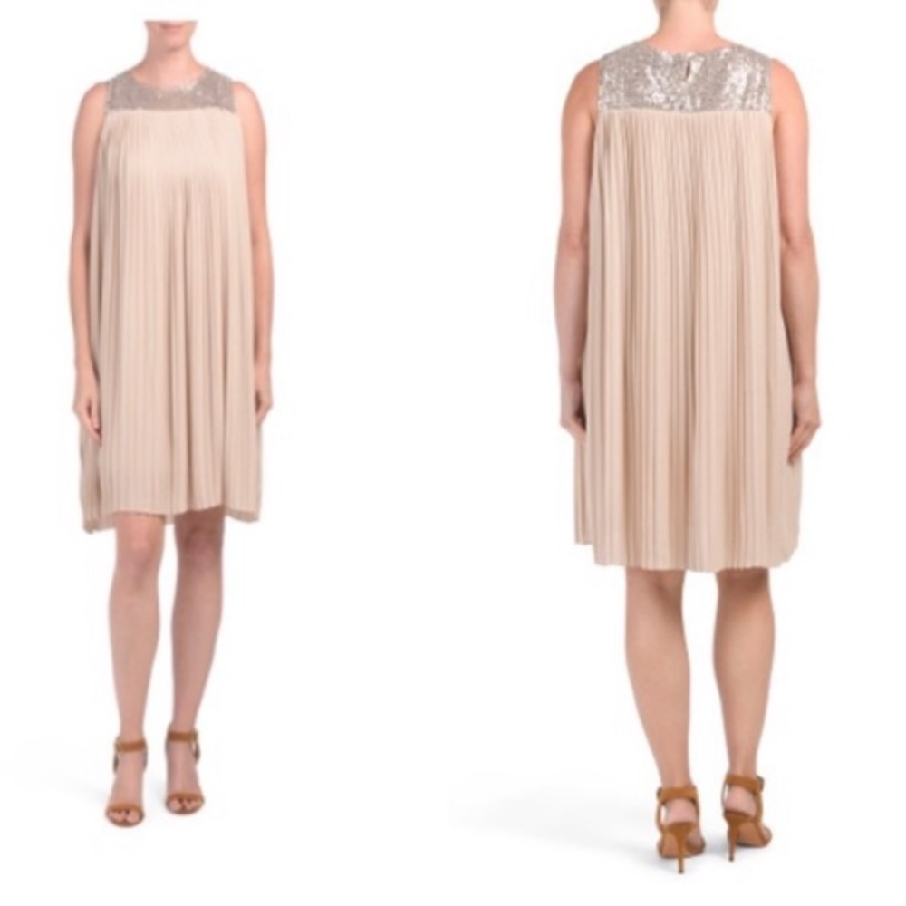 Magari Pleated Dress w/Sequin Top details